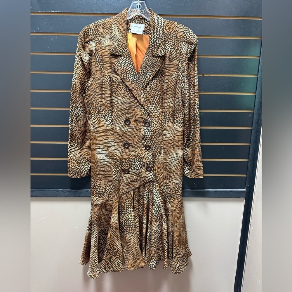 Vintage Raul Blanco Leopard Print 100% Silk Dress Size 10